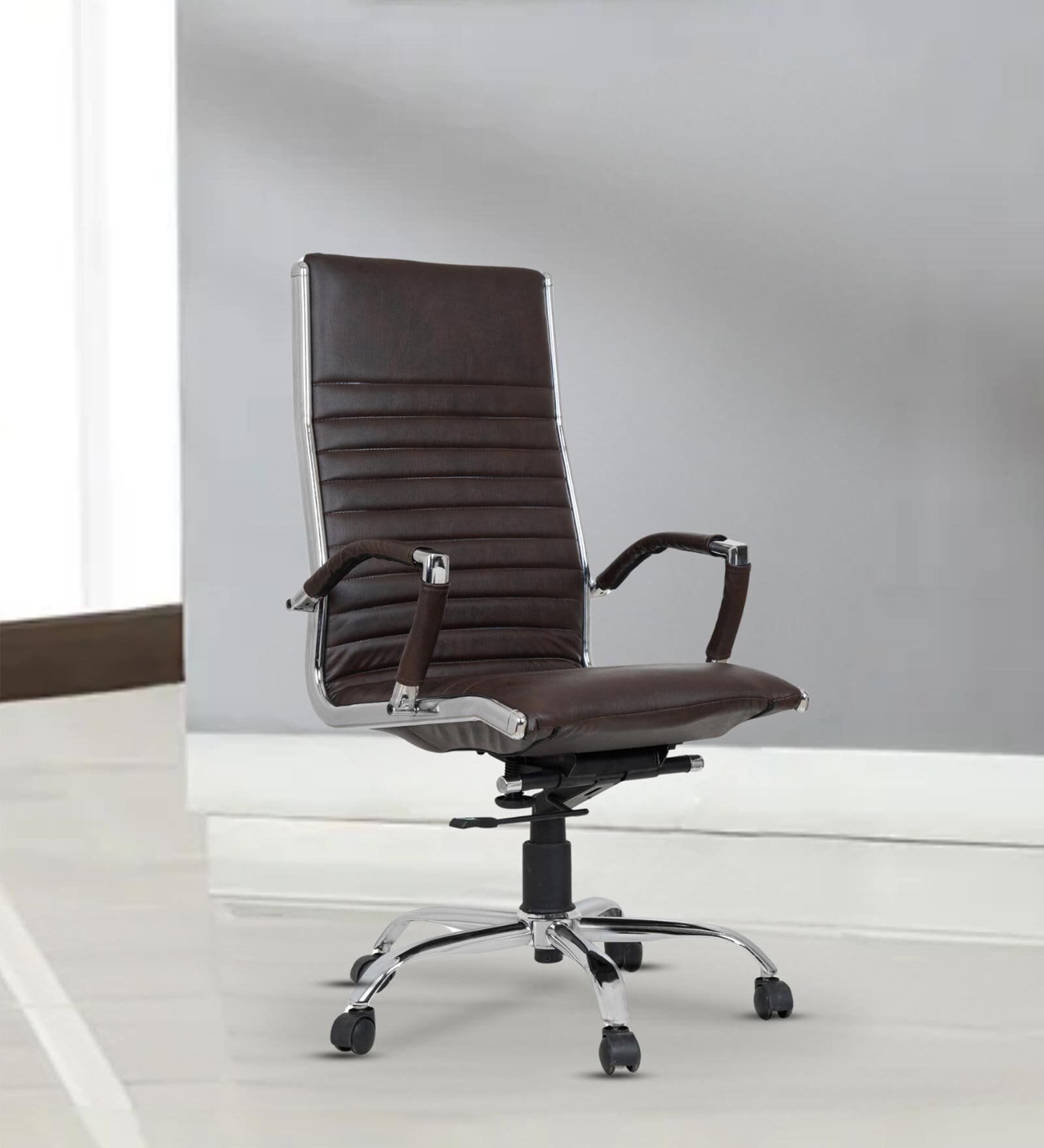 Leatherette Executive Chair In Brown Colour