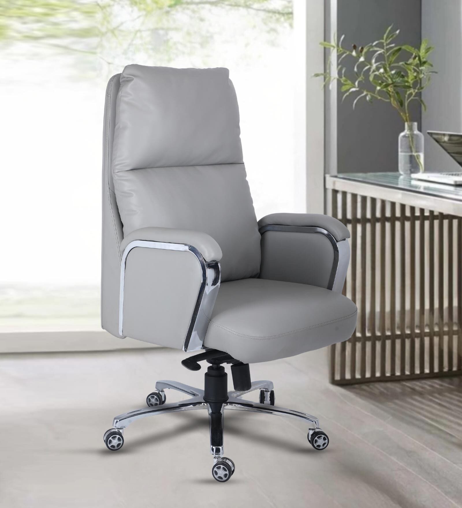 Polar Leatherette Executive Chair in Grey Colour