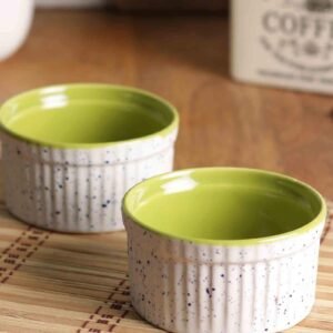 Brilliant 200ml White & Lime Green Stoneware Ramekin Bowl