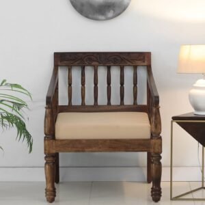 Kumud Sheesham Wood 1 Seater Sofa In Provincial Teak Finish