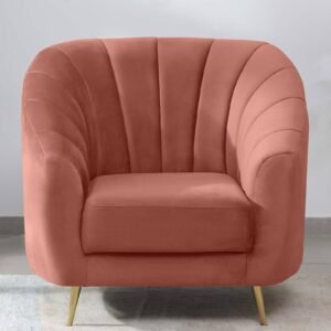 Kaylee Velvet 1 Seater Sofa In Blush Pink Colour