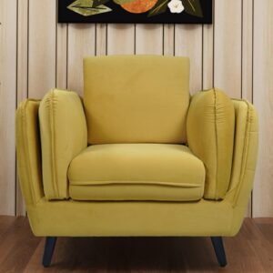 Elvio Velvet 1 Seater Sofa In Mustard Yellow Colour