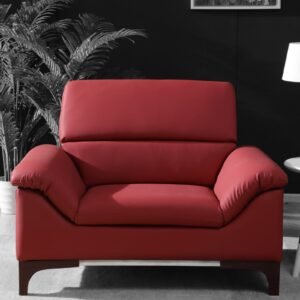 Bario Leatherette 1 Seater Sofa In Cranberry Colour