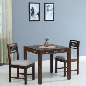 Sheesham Wood 2 Seater Dining Set In Scratch Resistant Provincial Teak Finish