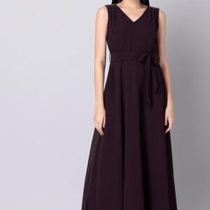 Women's Maroon Maxi Dress with Embellished Details