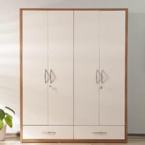 Nicole 4 Door Wardrobe In Natural Teak Finish