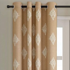 Beige Traditional Cotton 7 Ft Light Filtering Eyelet Door Curtain
