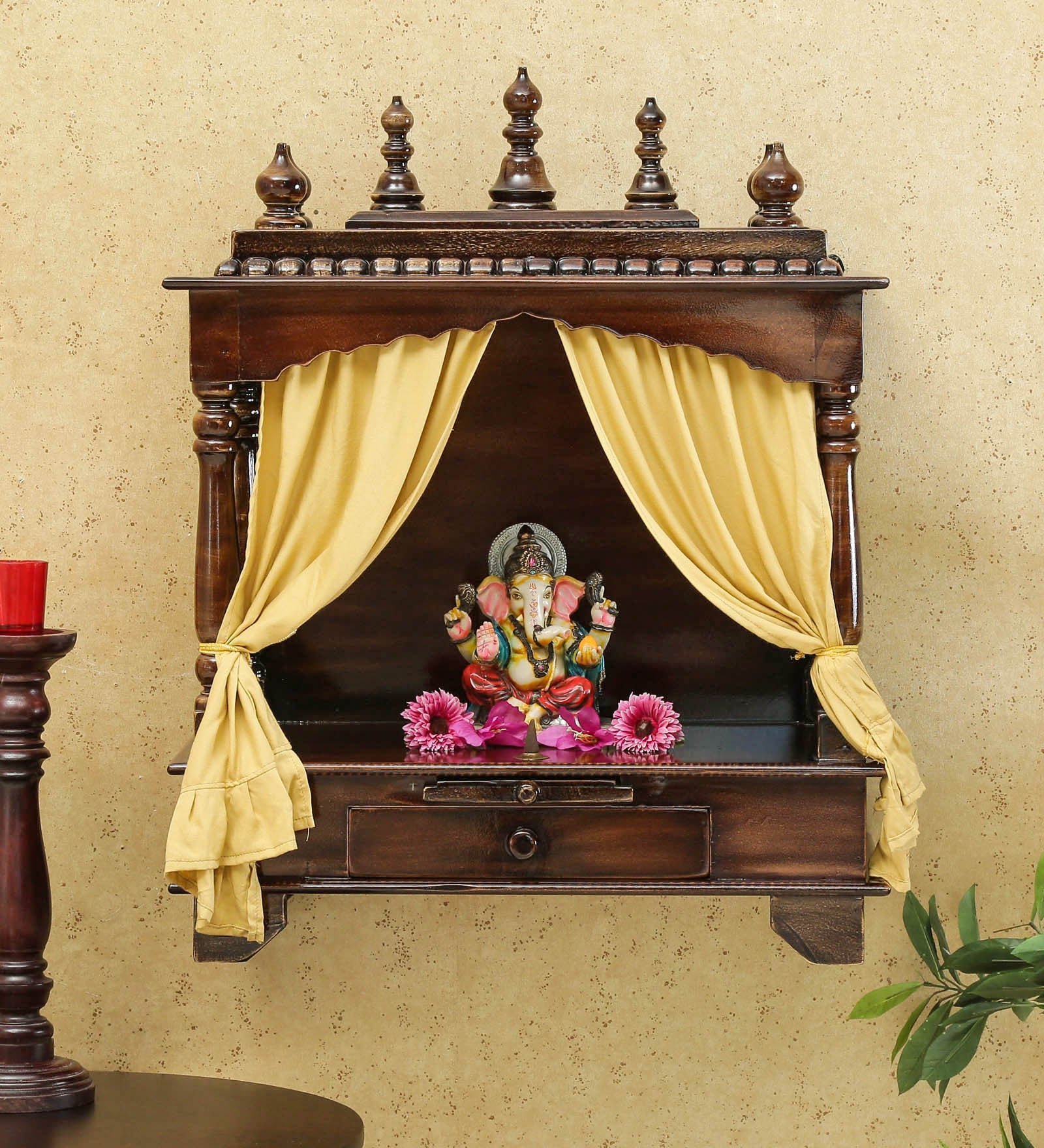 Sheesham Wood Brown Wall Mounted Mandir