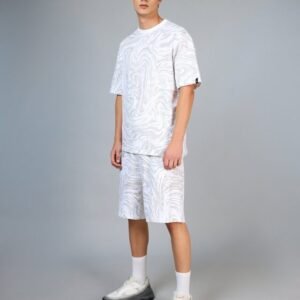 Men’s Oversized White Co-ord Set with All-Over Print