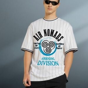 Men’s Oversized White T-shirt with Varsity Stripes