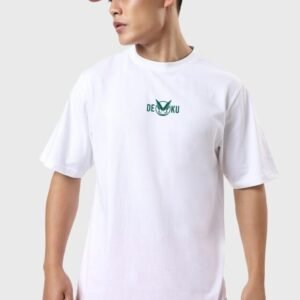 Men’s Oversized White T-shirt with Deku Graphic Print