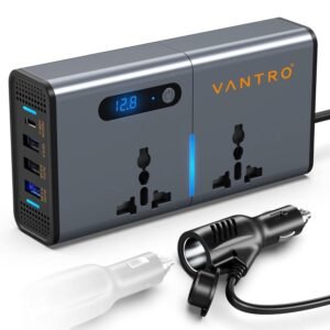 Vantro 200W Car Power Inverter/Laptop Charger with 3 USB (6.2A Max)